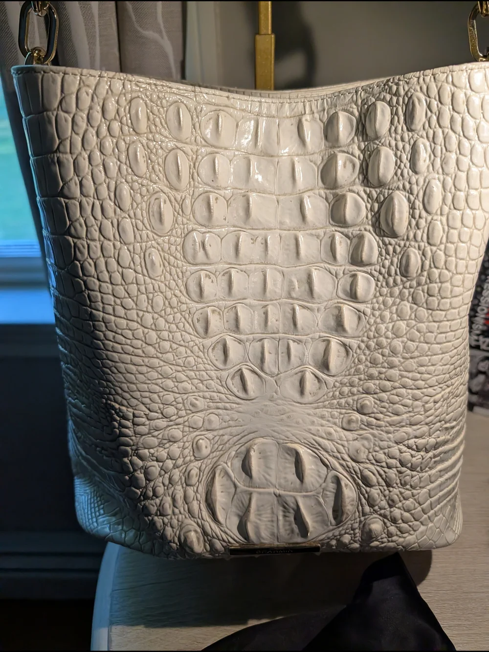 Brahmin Celina Leather Bucket Bag With Dustbag In Coconut Milk Colorway